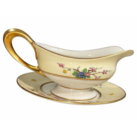 Vintage Lennox Handled Gravyboat & Underplate Discontinued Mandarin Pattern USA - Picture 1 of 6